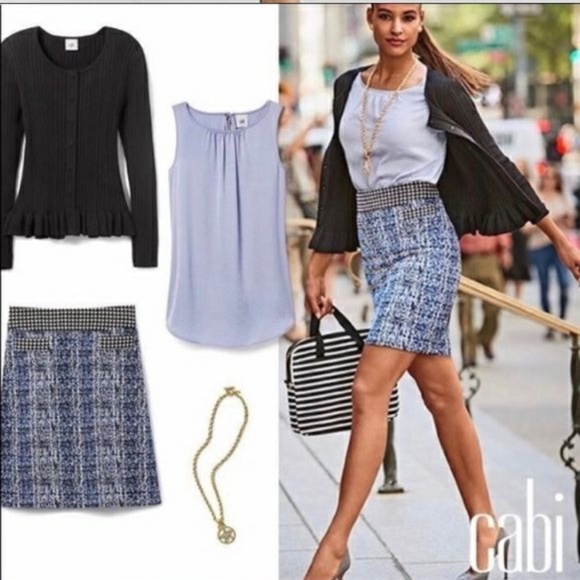 cabi Club Skirt #5320, 10, EUC, Houndstooth and Blue Matrix Tweed - Picture 8 of 8